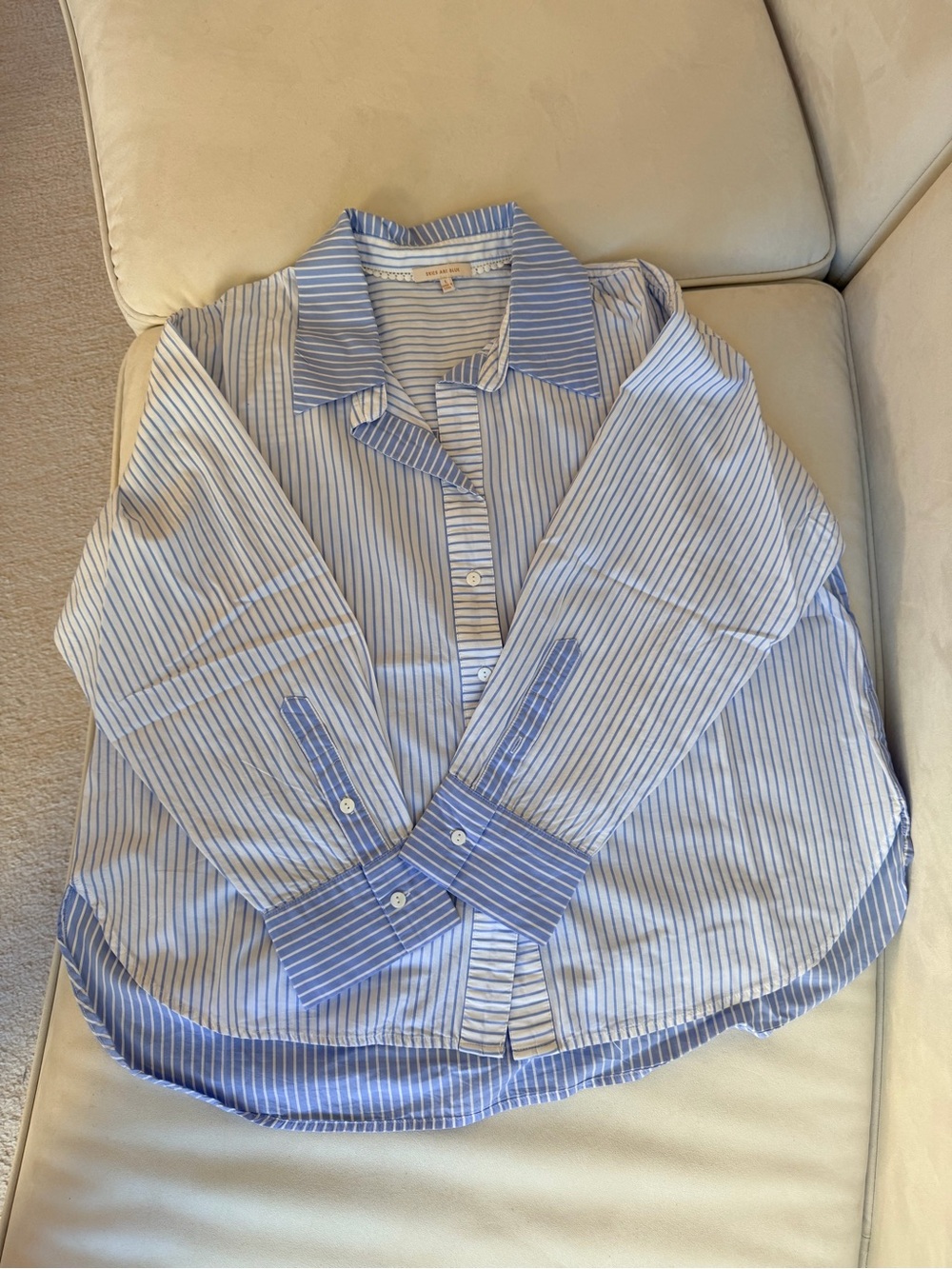 Stylish Blue Striped Cotton Button-Up Shirt
